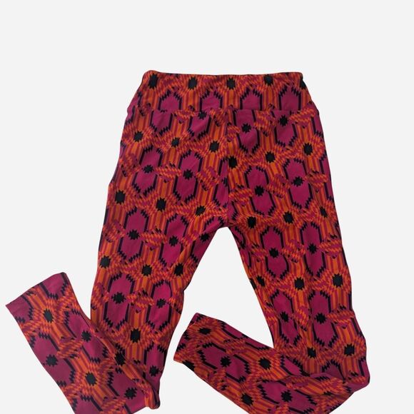 Lularoe Women's orange geometric Leggings - Picture 1 of 6